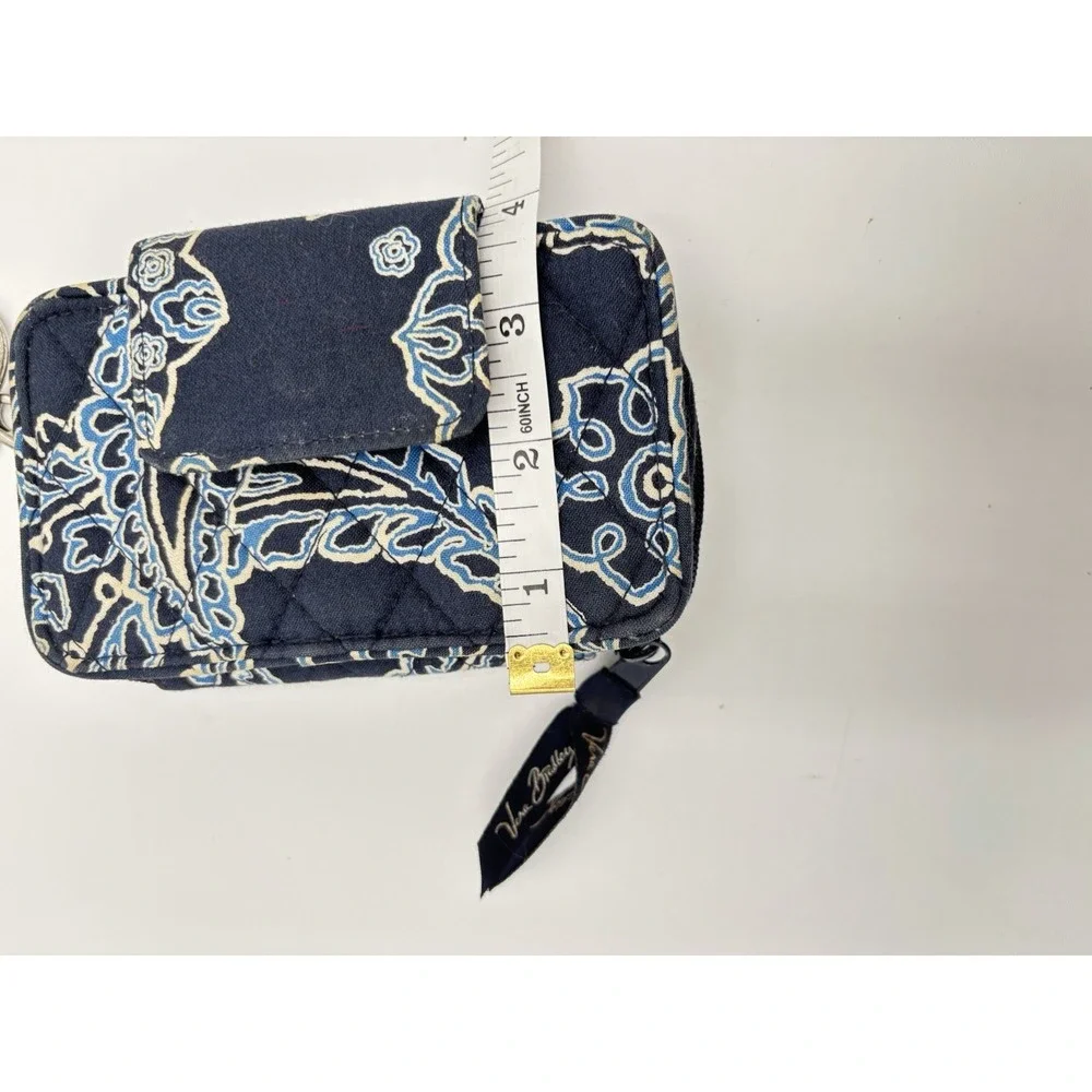 Vera Bradley RFID Zip‎ Card Case Wallet Blue Floral Keychain Wristlet Organizer